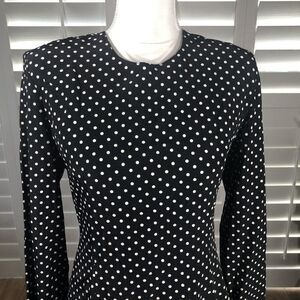 Vtg 80s D Frank Polka Dot Dress 12 NEW A Line Black Tiered Skirt Cute Flirty Fun